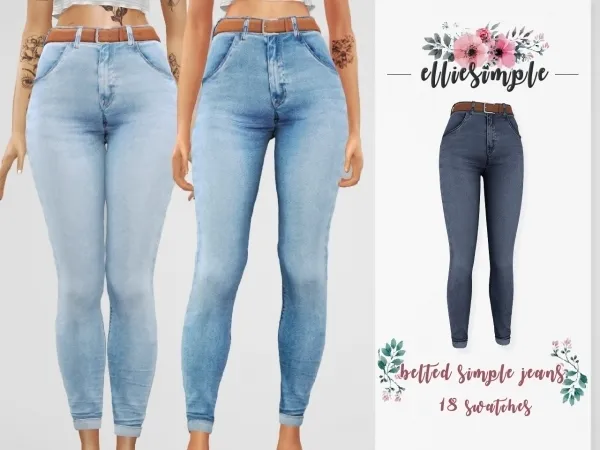 Alpha Elliesimple Belted Simple Jeans - The Sims 4 Custom Content