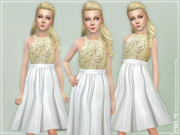 Alpha Gold Sequin Dress - The Sims 4 Custom Content