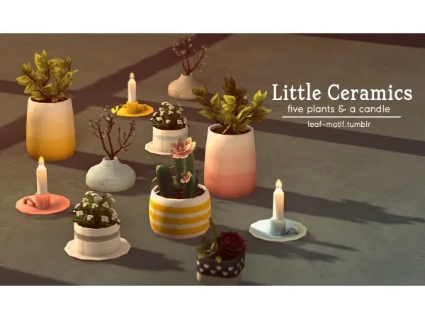 Maxis Match leaf motif Little Ceramics - The Sims 4 Custom Content