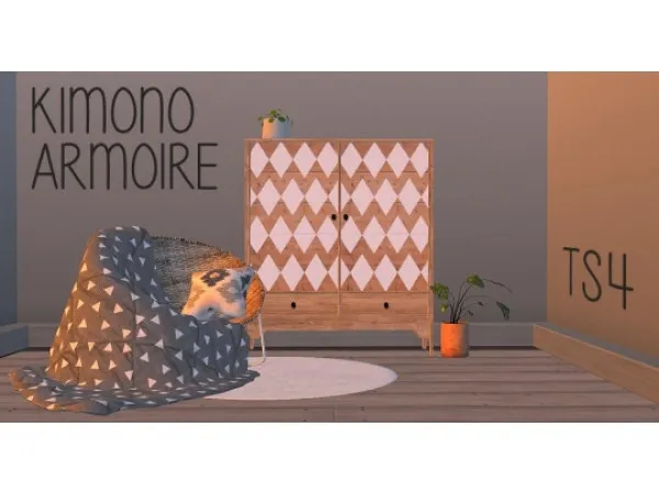 Alpha Kimono Armoire by riekus13 - The Sims 4 Custom Content