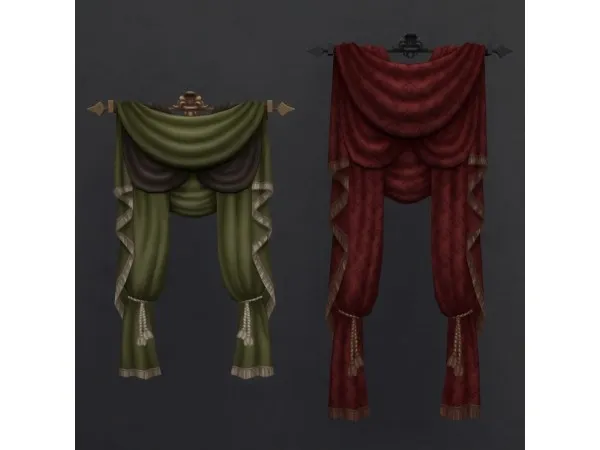 Maxis Match brazenlotus Open Century Curtains - The Sims 4 Custom Content