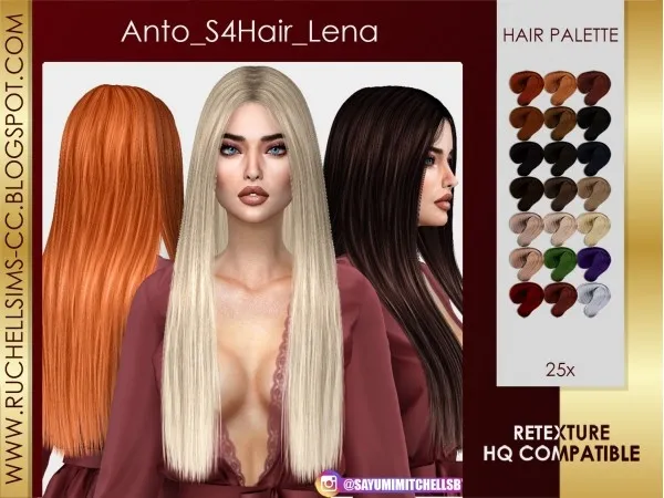 Alpha Anto Lena Hairstyle (RETEXTURE) by ruchellsims - The Sims 4 Custom Content
