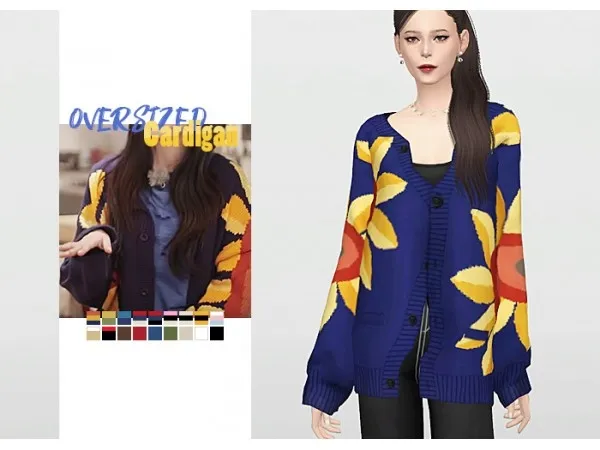 Maxis Match Oversized Cardigan by waekey - The Sims 4 Custom Content