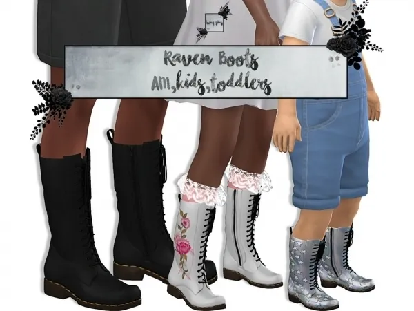 Alpha Raven Boots Kids - The Sims 4 Custom Content