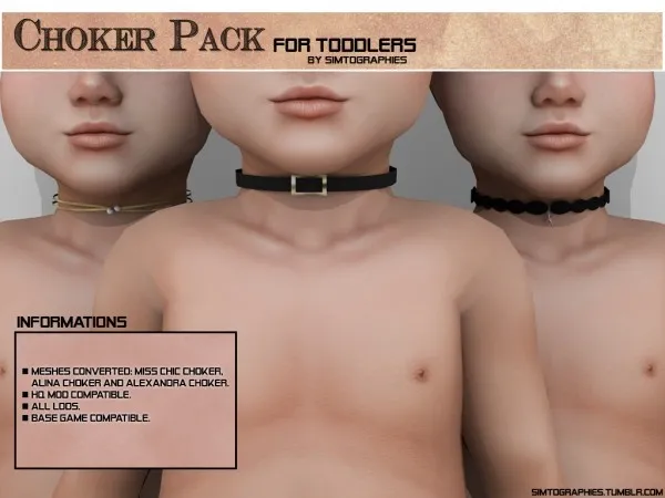 Alpha Choker Pack For Toddlers - The Sims 4 Custom Content