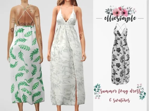 Alpha Elliesimple Summer Long Dress - The Sims 4 Custom Content