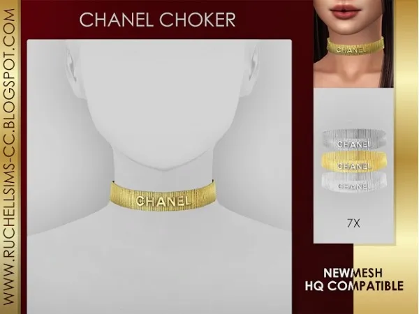 Alpha CHANEL CHOKER (NEW MESH) by ruchellsims - The Sims 4 Custom Content