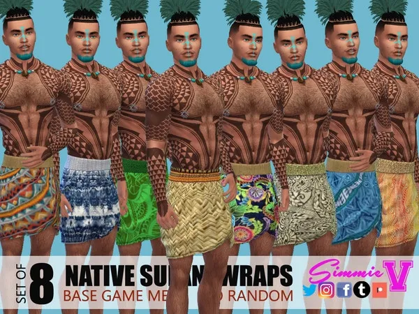 Maxis Match SimmieV_Native Sulani Wraps for Men - The Sims 4 Custom Content