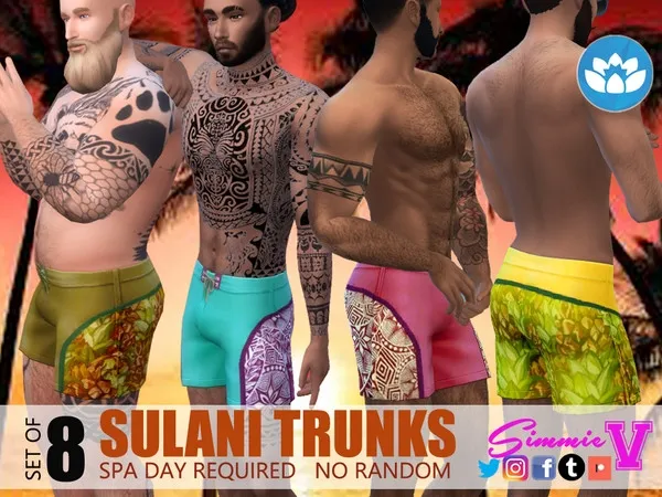 Maxis Match SimmieV_Sulani Trunks Spa Day required - The Sims 4 Custom Content