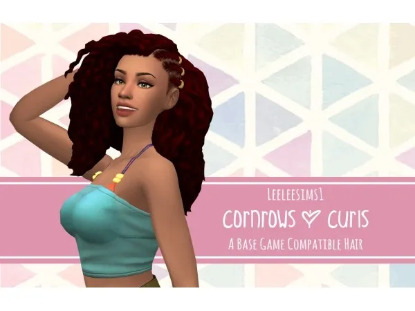 Maxis Match leeleesims1 Cornrows Curls A Base Game Compatible Hair - The Sims 4 Custom Content