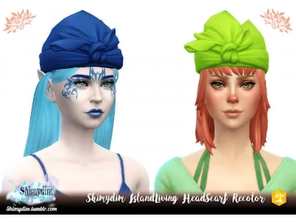 Maxis Match S4 IslandLiving Head Scarf Recolor NoodlesCC Remix - The Sims 4 Custom Content