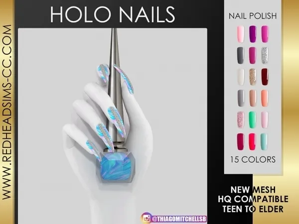 Alpha HOLO NAILS by redheadsims - The Sims 4 Custom Content