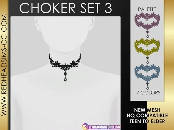 Alpha CHOKER SET V3 by redheadsims - The Sims 4 Custom Content