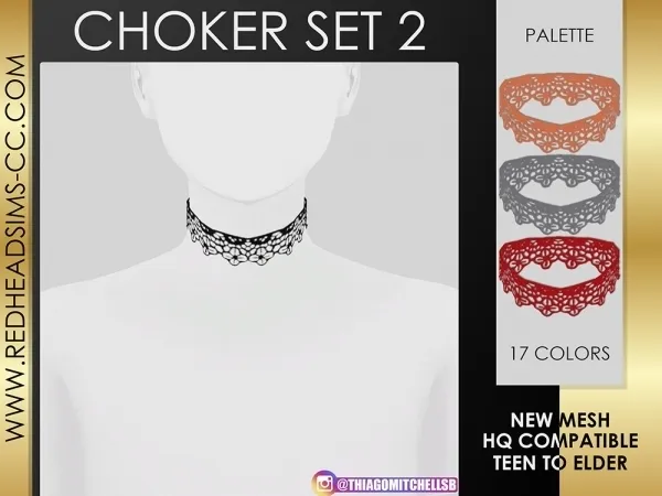 Alpha CHOKER SET V2 by redheadsims - The Sims 4 Custom Content