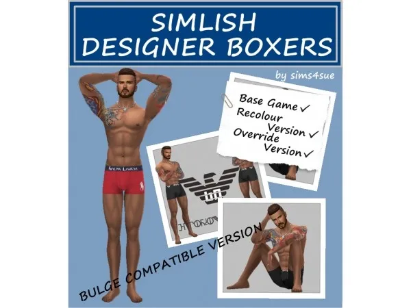 Maxis Match sims4sue BASE GAME DESIGNER BOXERS - The Sims 4 Custom Content