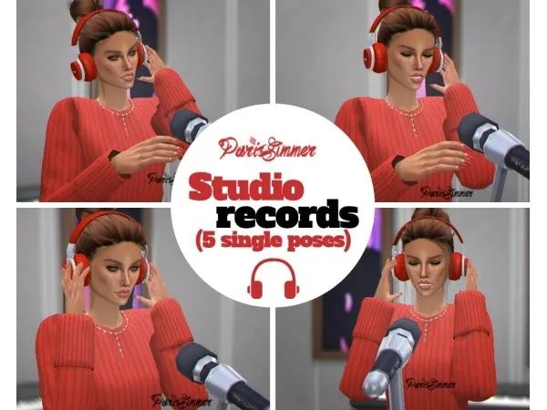 Maxis Match Studio Records 5 Single poses s4 by parissimmer - The Sims 4 Custom Content