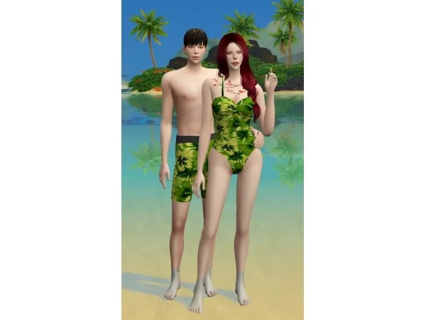 Alpha [sudal] couple swimsuit set - The Sims 4 Custom Content