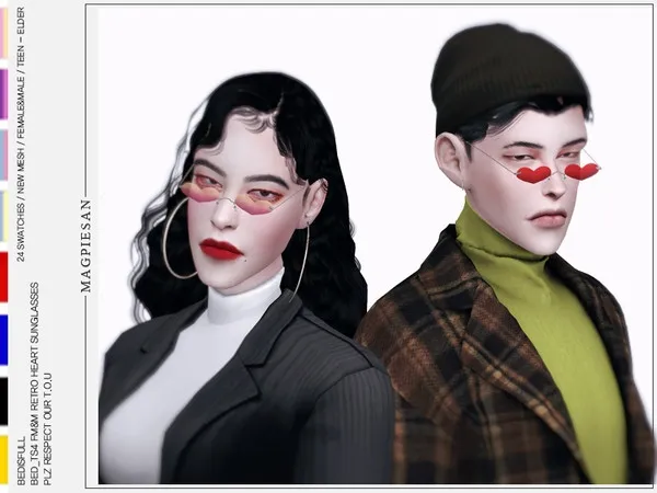 Alpha retro heart sunglasses - The Sims 4 Custom Content