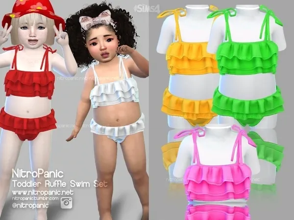 Alpha Toddler Ruffle Swim Set (TOP) - The Sims 4 Custom Content