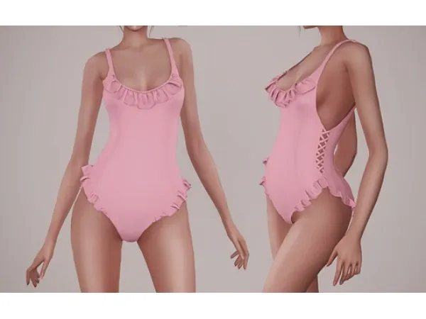 simplystefi criss-cross ruffle swimsuit.