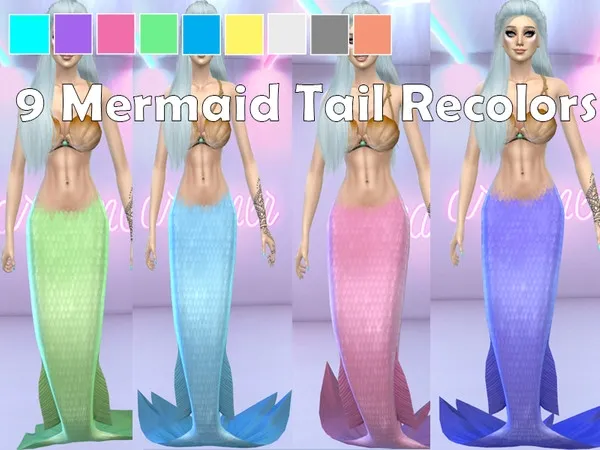 Alpha Mermaid Tail Recolors 9 Colors - The Sims 4 Custom Content