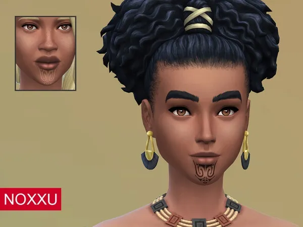 Mix Tribal chin tattoo - The Sims 4 Custom Content