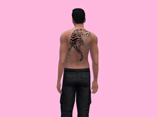 Mix Yakuza Tiger Back Tattoo - The Sims 4 Custom Content