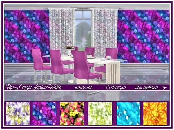 Alpha Rainy Night Lights Walls_marcorse - The Sims 4 Custom Content