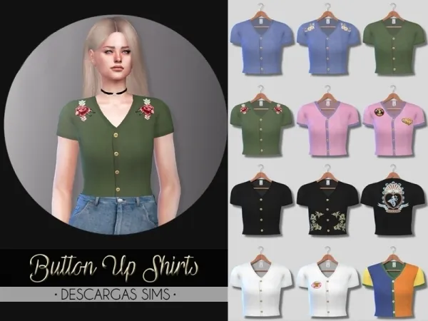 Alpha Button Up Shirts - The Sims 4 Custom Content