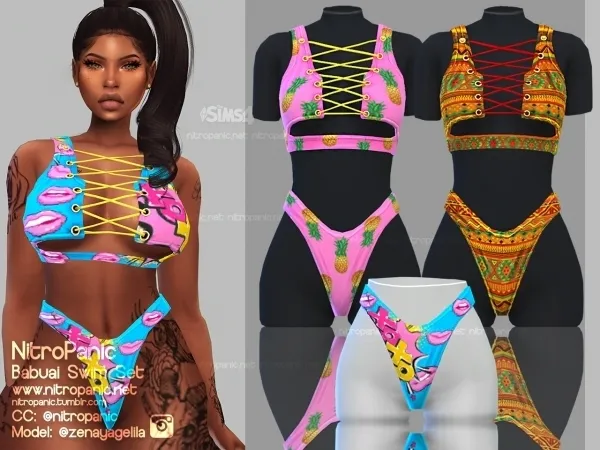 Alpha Babuai Swim Set (BOTTOM) by nitropanic - The Sims 4 Custom Content