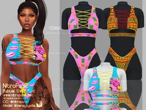 Alpha Babuai Swim Set (TOP) by nitropanic - The Sims 4 Custom Content