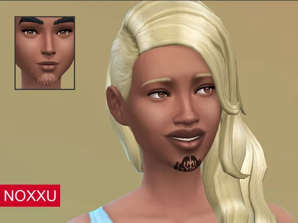 Mix Tribal chin tattoo V2 - The Sims 4 Custom Content