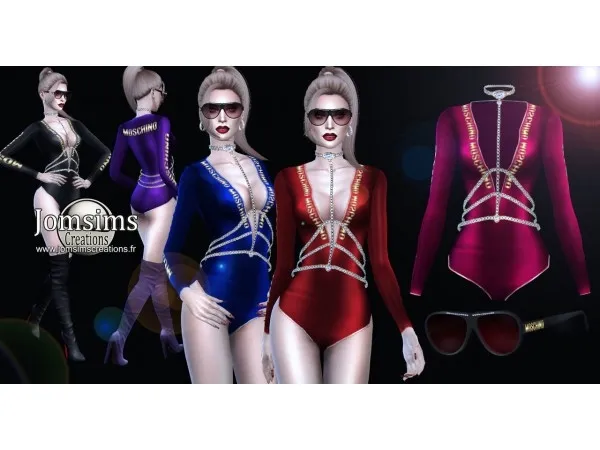 Alpha SIRELVA set sunglasses and body with bodychain by jomsims - The Sims 4 Custom Content