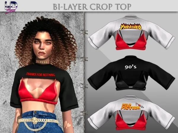 Alpha i D Sims BI LAYER CROP TOP by polygoncouture - The Sims 4 Custom Content