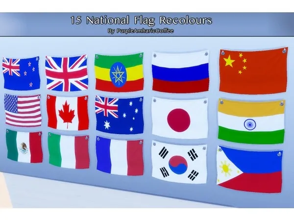 Alpha 15 National Flags by PurpleAmharicCoffee - The Sims 4 Custom Content