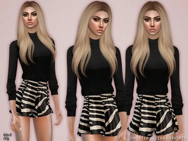 Maxis Match Sweater Zebra Shorts - The Sims 4 Custom Content