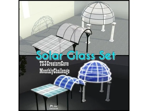 pitheinfinite Solar Glass Set (for TS3CreatorsCave Monthly Challenge) - The Sims 3 Custom Content