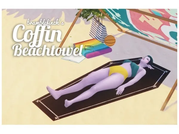 Maxis Match bramblefinch coffin beachtowel - The Sims 4 Custom Content