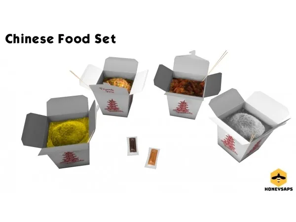 Maxis Match honeysaps Chinese Food Set - The Sims 4 Custom Content