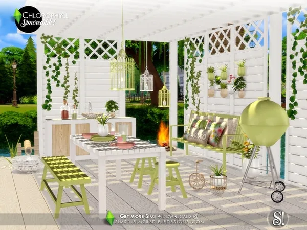 Alpha Chlorophyll Dining area - The Sims 4 Custom Content