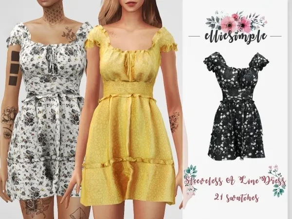 Elliesimple Sleeveless A Line Dress - The Sims 4 Custom Content