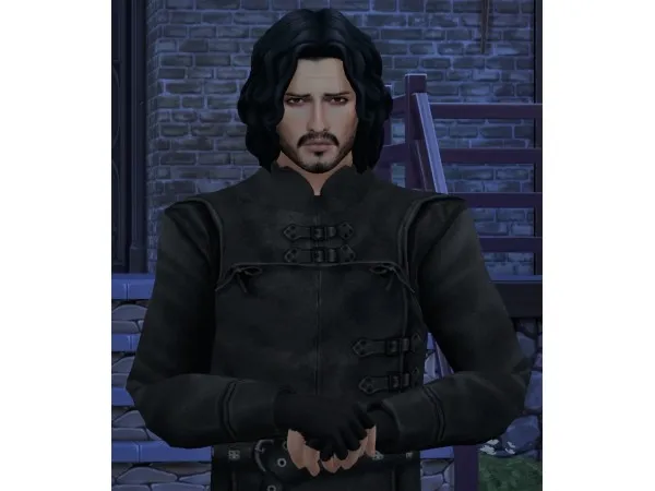 Maxis Match Game of Thrones Sword In The Darkness Jon Snow Nights Watch Outfit by HIM666 - The Sims 4 Custom Content