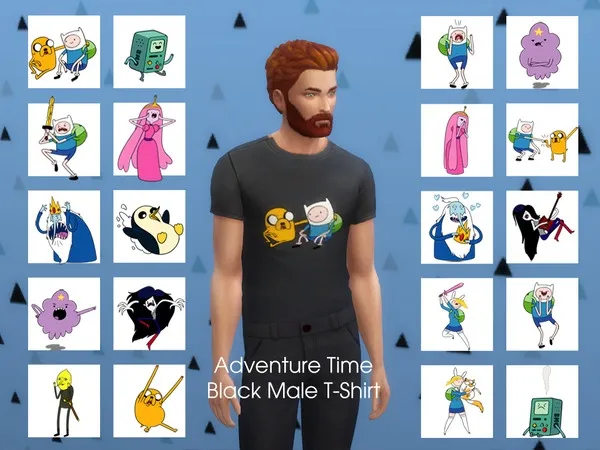 Adventure Time Black Male T Shirt - The Sims 4 Custom Content