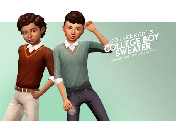 Maxis Match cowversions joliebeans College Boy sweater - The Sims 4 Custom Content