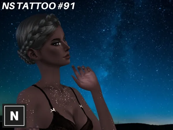 NS Tattoo 91 STARSTRUCK LOWER BACK - The Sims 4 Custom Content