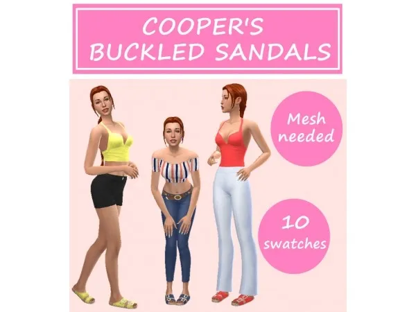 Maxis Match sims4sue COOPERS BUCKLED SANDALS RECOLOUR - The Sims 4 Custom Content