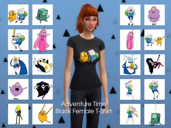 Adventure Time Black Female T Shirt - The Sims 4 Custom Content