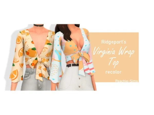 Maxis Match peachie sims ridgeports Virginia Wrap Top Recolor - The Sims 4 Custom Content