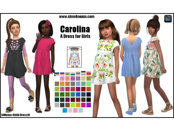 Alpha sims4nexus Carolina A Dress for Girls Toddlers - The Sims 4 Custom Content