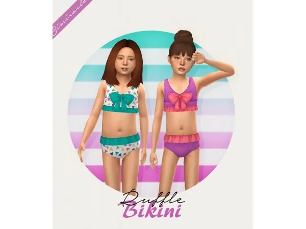 Alpha simiracle Ruffle Bikini with Bow Kids Version 3T4 - The Sims 4 Custom Content